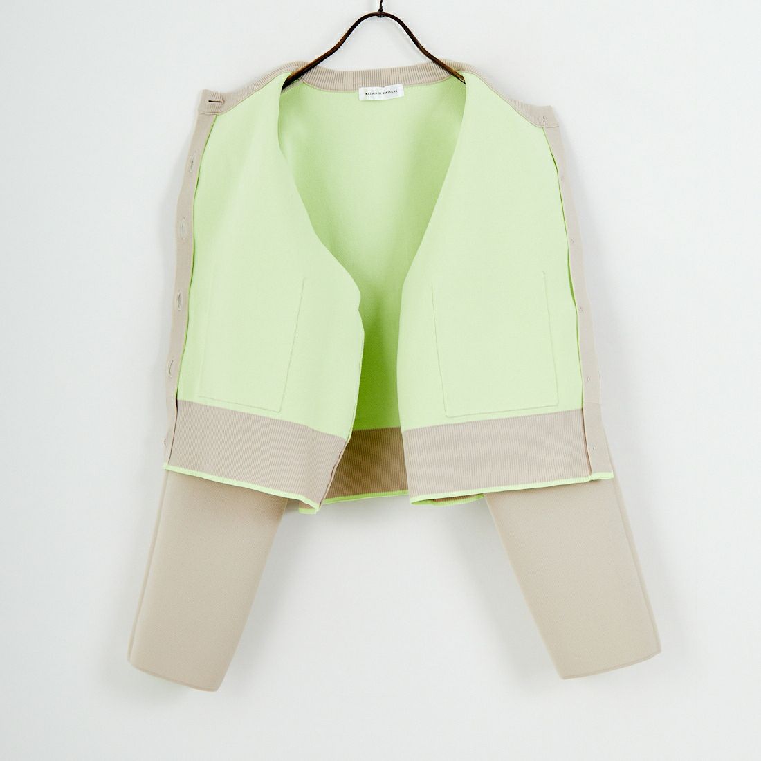 Maison de L'allure [メゾン ドゥ ラリュール] バイカラースポンディッシュニットカーディガン [M25141010] 22 GRG/MNT