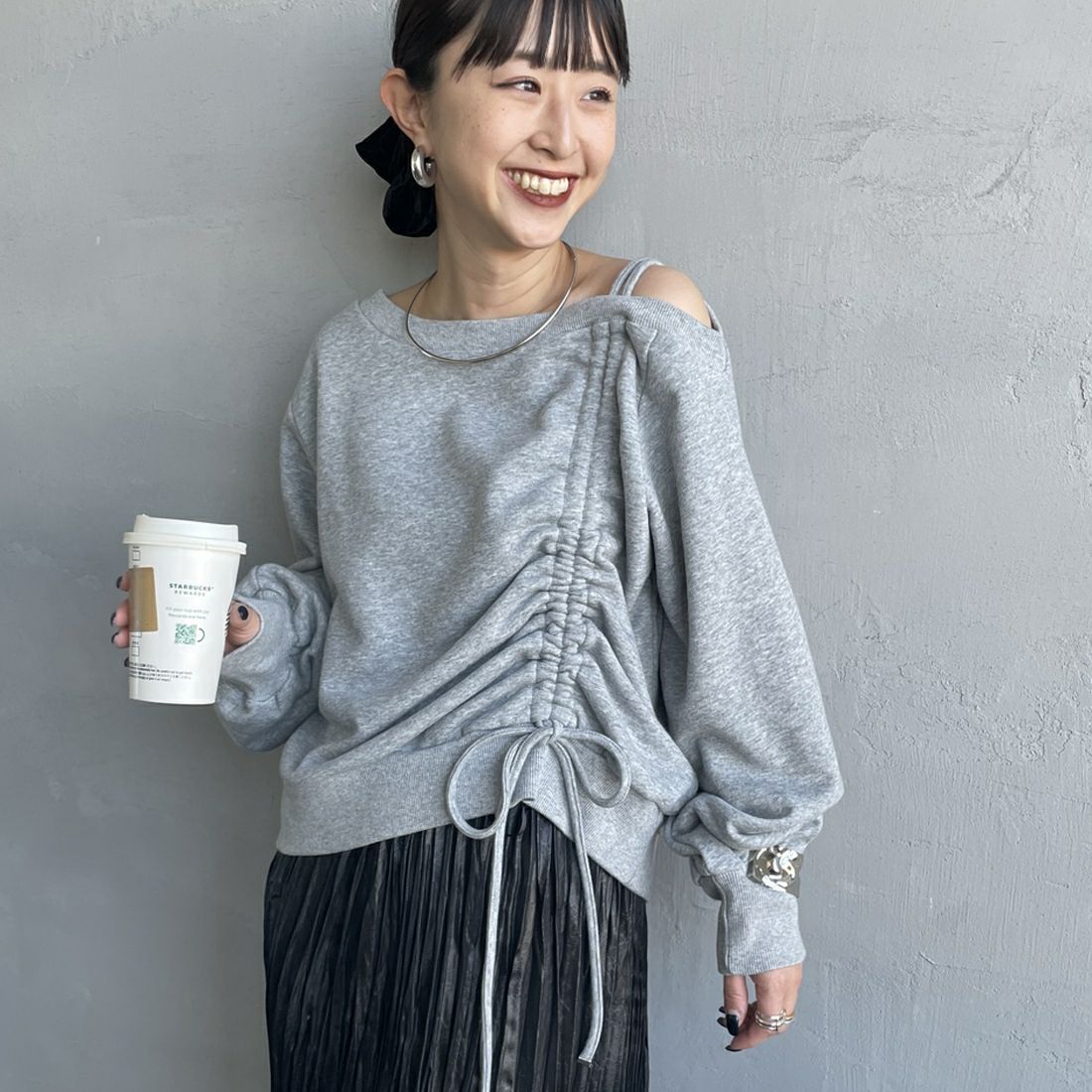 07 GRAY&&モデル身長：150cm 着用サイズ：F&&