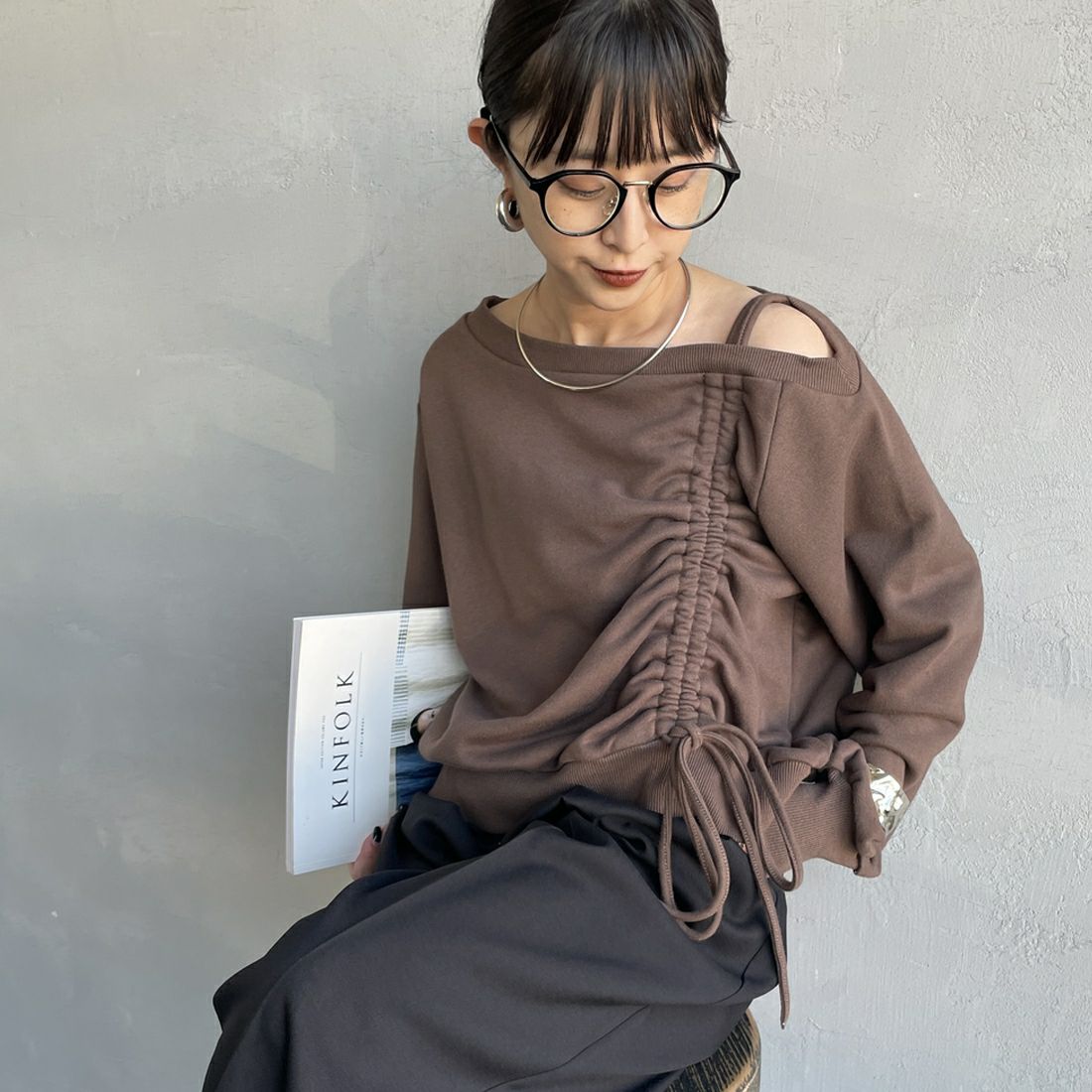 28 BROWN&&モデル身長：150cm 着用サイズ：F&&
