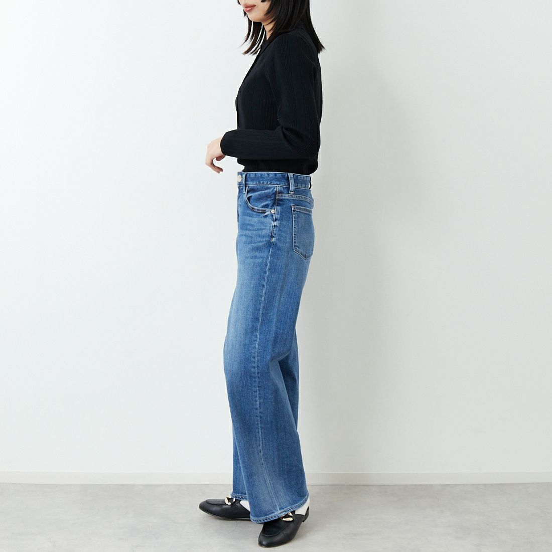 RED CARD TOKYO [レッドカード トーキョー] 35th Anniversary ワイドデニムパンツ [26W10101SMD] A-STN DARK &&モデル身長：162cm 着用サイズ：23&&