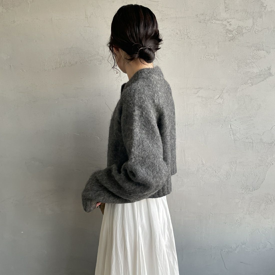 TODAYFUL [トゥデイフル] ブラッシュドニットカーディガン [12520530] C/GRY &&モデル身長：160cm 着用サイズ：F&&