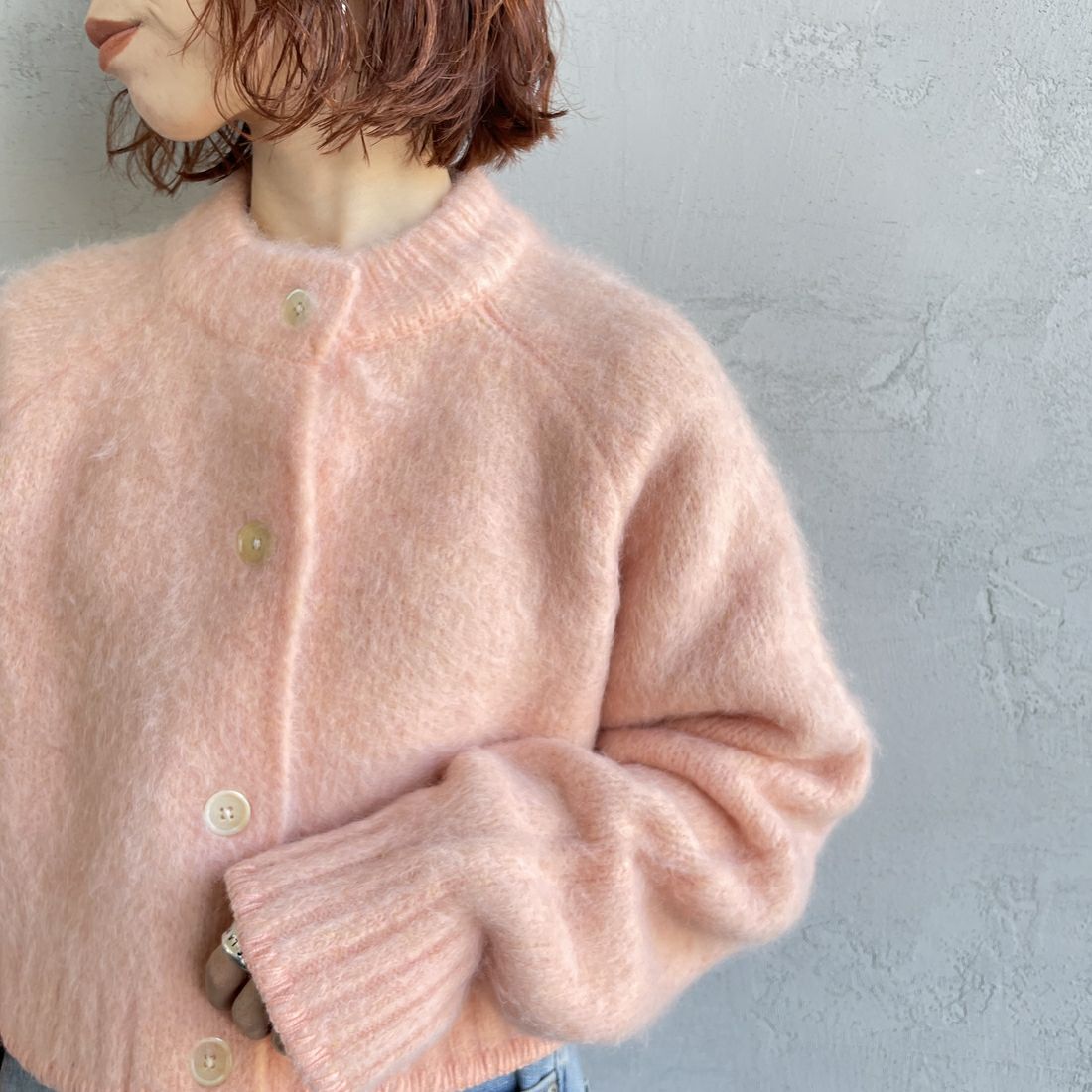 TODAYFUL [トゥデイフル] ブラッシュドニットカーディガン [12520530] P/BEG &&モデル身長：158cm 着用サイズ：F&&