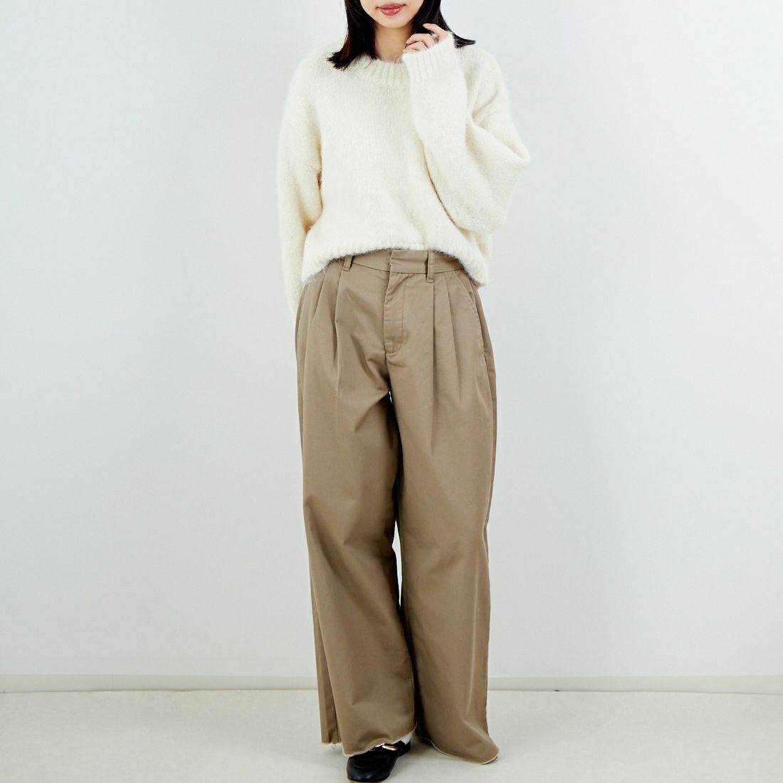 Jeans Factory Clothes [ジーンズファクトリークローズ] 3G ファーストレッチプルオーバー [11256537] 031 ｵﾌ &&モデル身長：162cm 着用サイズ：F&&