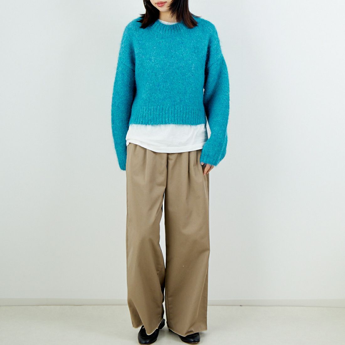 Jeans Factory Clothes [ジーンズファクトリークローズ] 3G ファーストレッチプルオーバー [11256537] 063 ﾌﾞﾙｰｸﾞ &&モデル身長：162cm 着用サイズ：F&&