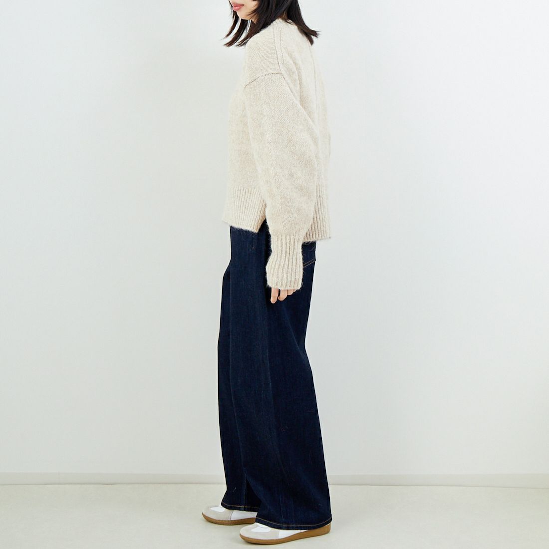 Jeans Factory Clothes [ジーンズファクトリークローズ] 5G ミックスファンシー天竺プルオーバー [11256552] 033 ﾍﾞｰｼﾞｭ &&モデル身長：162cm 着用サイズ：F&&