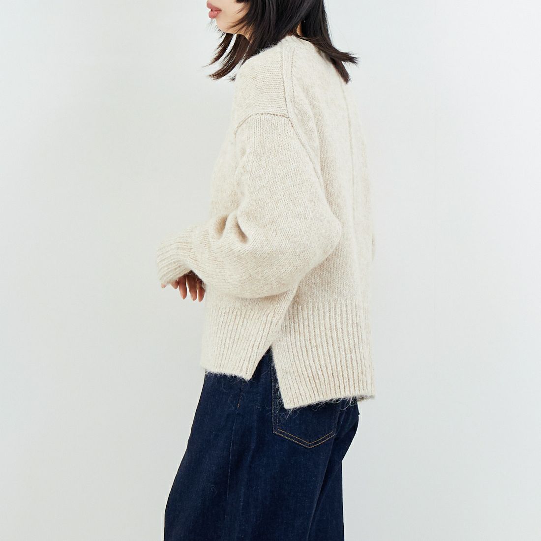 Jeans Factory Clothes [ジーンズファクトリークローズ] 5G ミックスファンシー天竺プルオーバー [11256552] 033 ﾍﾞｰｼﾞｭ &&モデル身長：162cm 着用サイズ：F&&