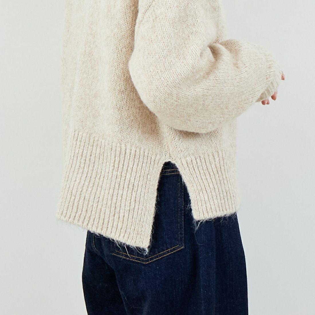 Jeans Factory Clothes [ジーンズファクトリークローズ] 5G ミックスファンシー天竺プルオーバー [11256552] 033 ﾍﾞｰｼﾞｭ &&モデル身長：162cm 着用サイズ：F&&