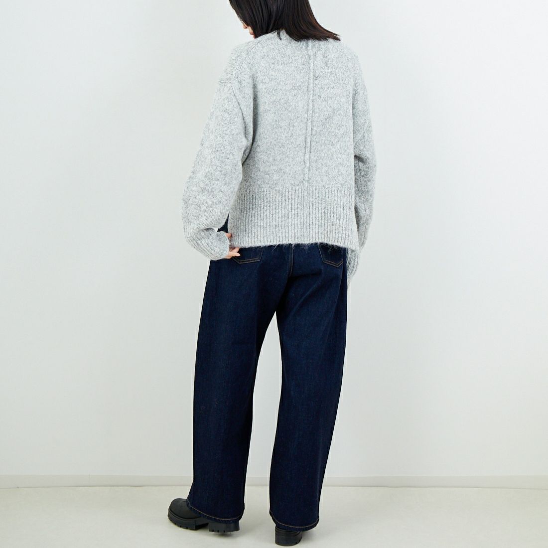 Jeans Factory Clothes [ジーンズファクトリークローズ] 5G ミックスファンシー天竺プルオーバー [11256552] 001 ﾗｲﾄｸﾞﾚ &&モデル身長：162cm 着用サイズ：F&&