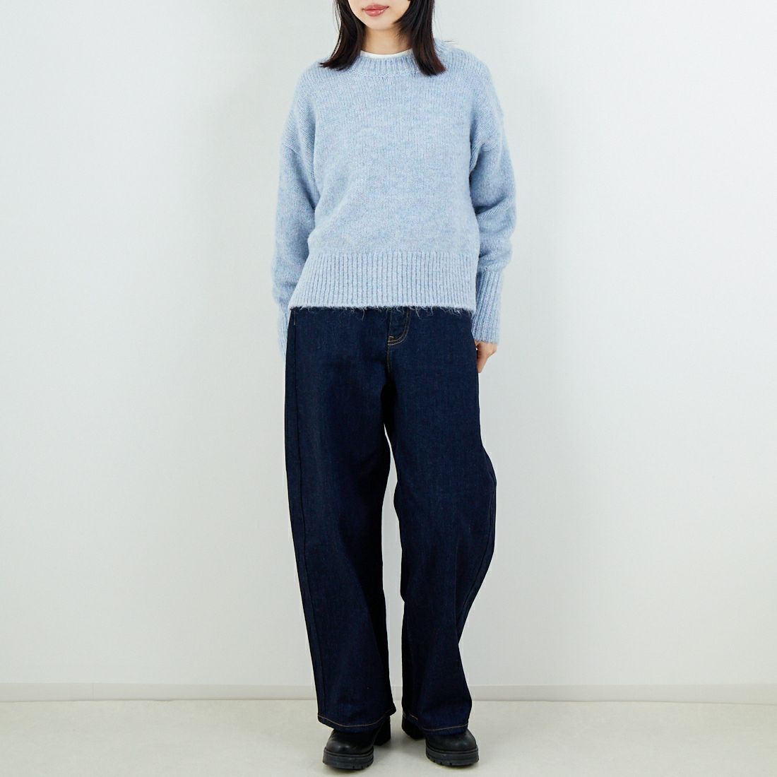 Jeans Factory Clothes [ジーンズファクトリークローズ] 5G ミックスファンシー天竺プルオーバー [11256552] 072 ﾍﾟｰﾙﾌﾞ &&モデル身長：162cm 着用サイズ：F&&