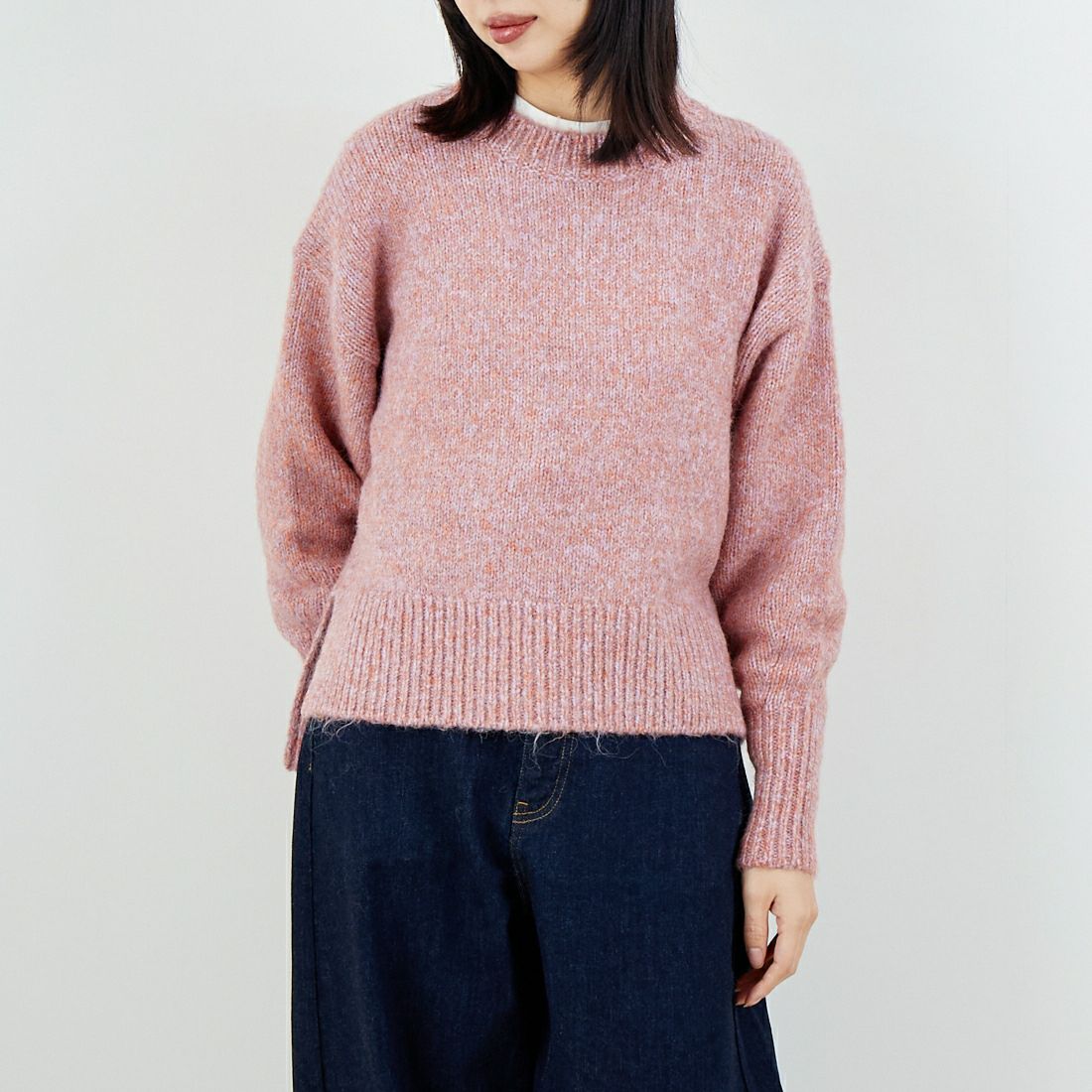 Jeans Factory Clothes [ジーンズファクトリークローズ] 5G ミックスファンシー天竺プルオーバー [11256552] 023 ﾗｲﾄｵﾚﾝ &&モデル身長：162cm 着用サイズ：F&&