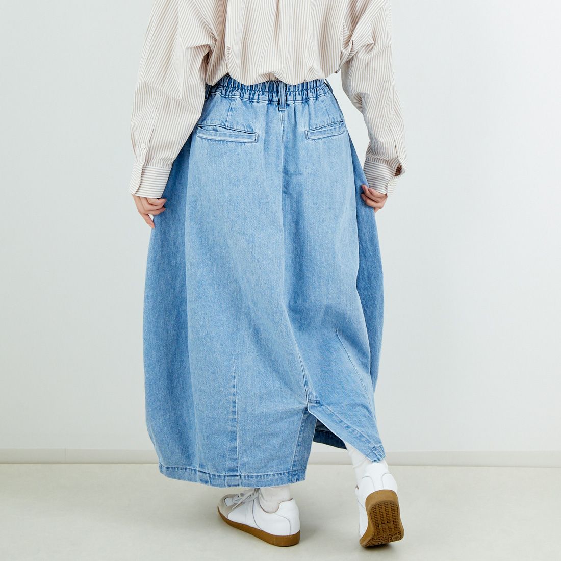 HARVESTY [ハーベスティ] デニムサーカススカート [A22504] 93 L.BLUE &&モデル身長：162cm 着用サイズ：1&&