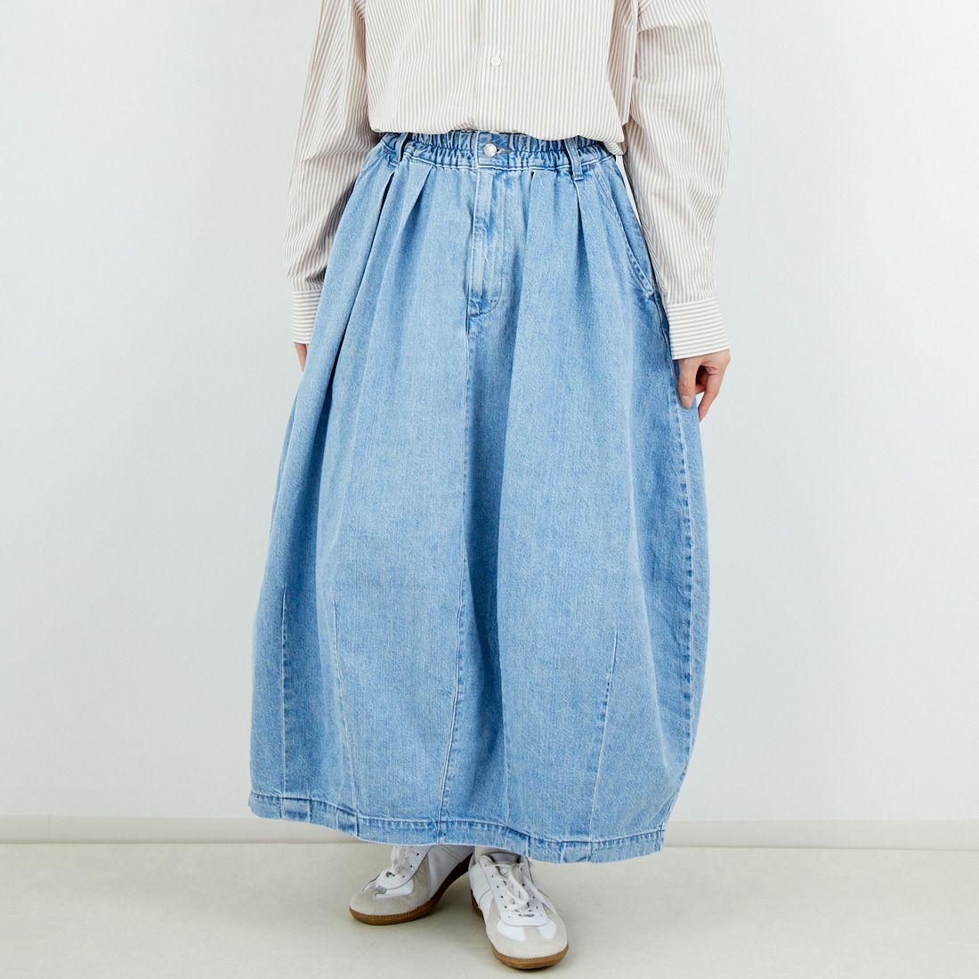 HARVESTY [ハーベスティ] デニムサーカススカート [A22504] 93 L.BLUE &&モデル身長：162cm 着用サイズ：1&&