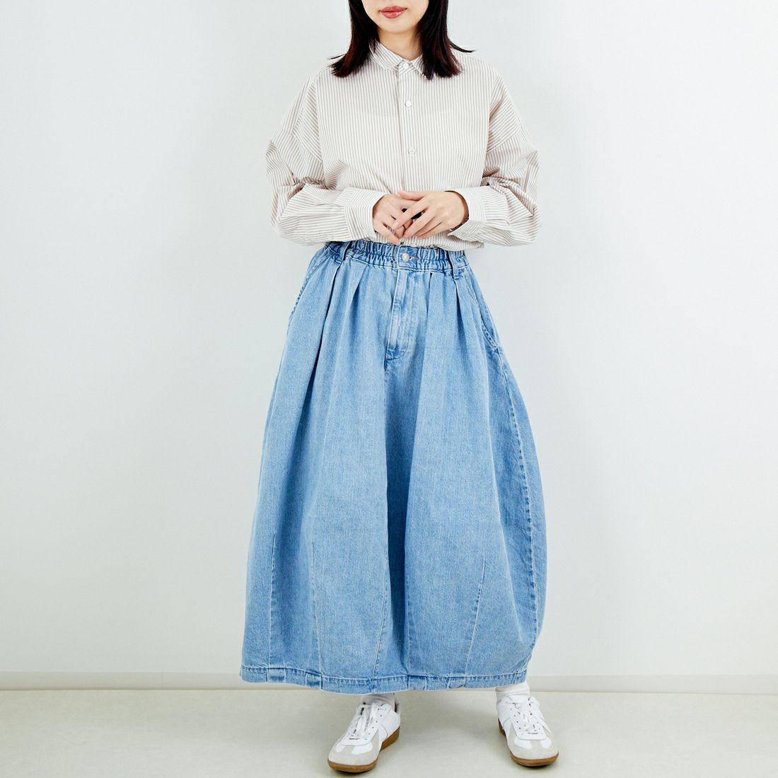 HARVESTY [ハーベスティ] デニムサーカススカート [A22504] 93 L.BLUE &&モデル身長：162cm 着用サイズ：1&&