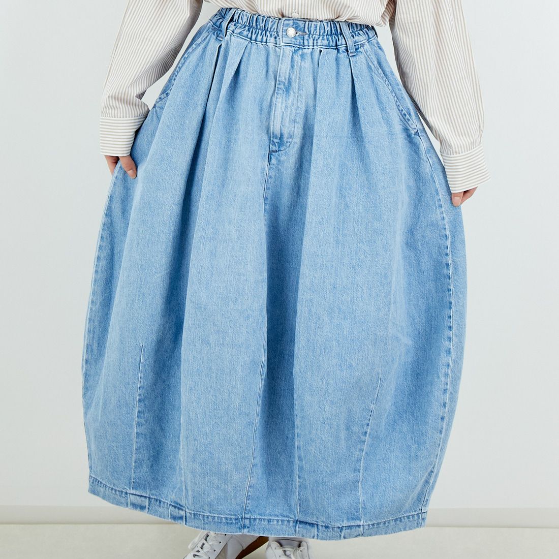 HARVESTY [ハーベスティ] デニムサーカススカート [A22504] 93 L.BLUE &&モデル身長：162cm 着用サイズ：1&&