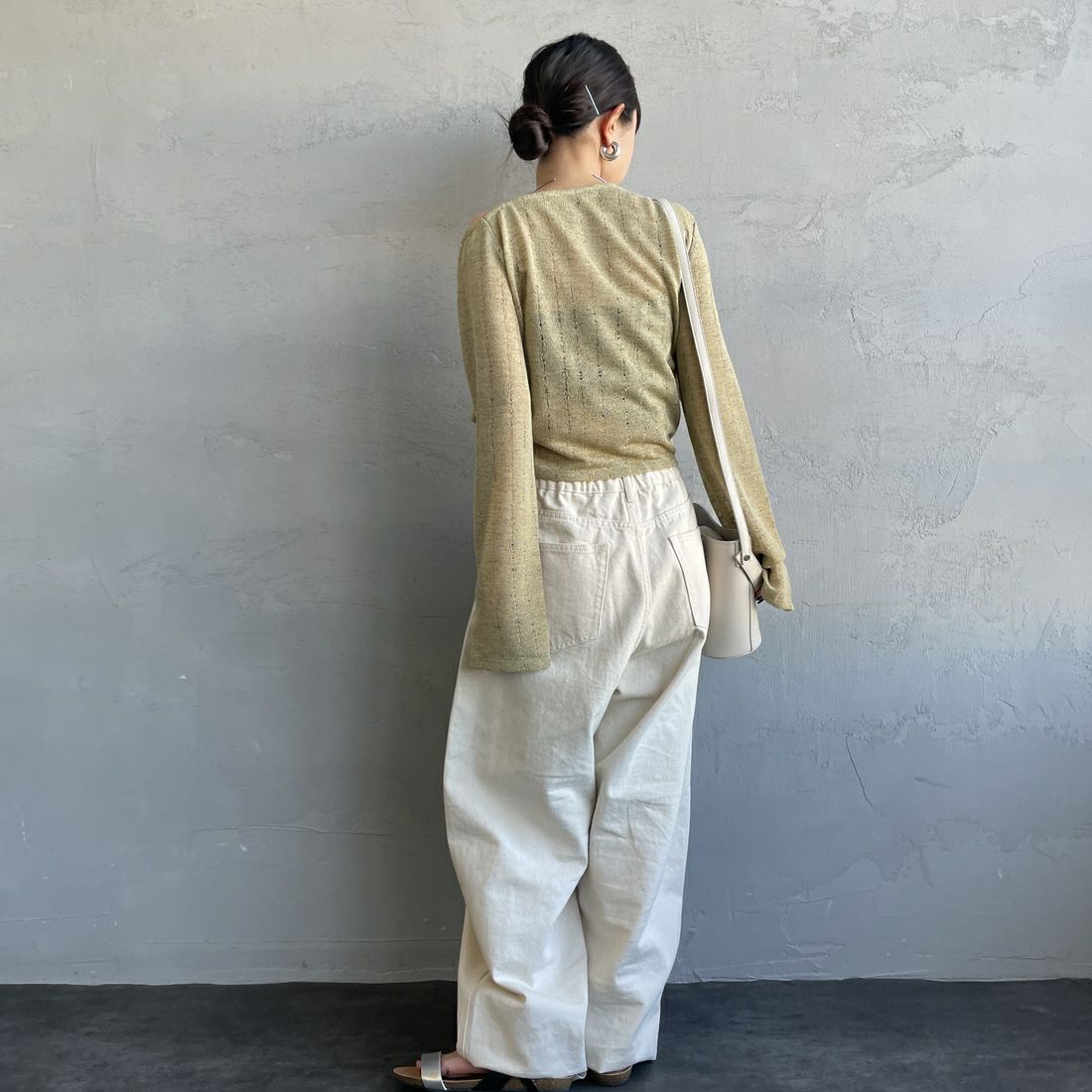 nenom [ネノム] ワンオフショルダー ギャザーリボンTシャツ [NE26312004] 37 MINT &&モデル身長：150cm 着用サイズ：F&&