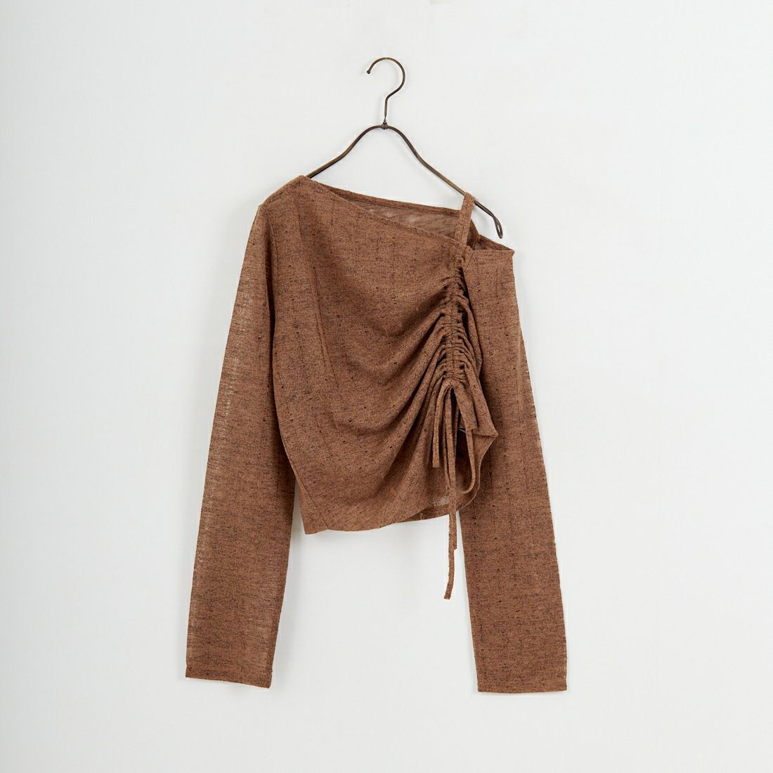 nenom [ネノム] ワンオフショルダー ギャザーリボンTシャツ [NE26312004] 28 BROWN