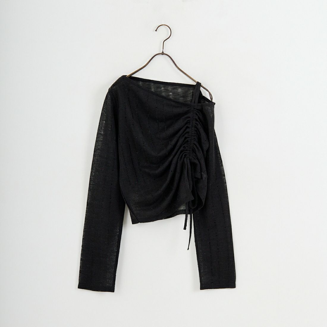 nenom [ネノム] ワンオフショルダー ギャザーリボンTシャツ [NE26312004] 09 BLACK