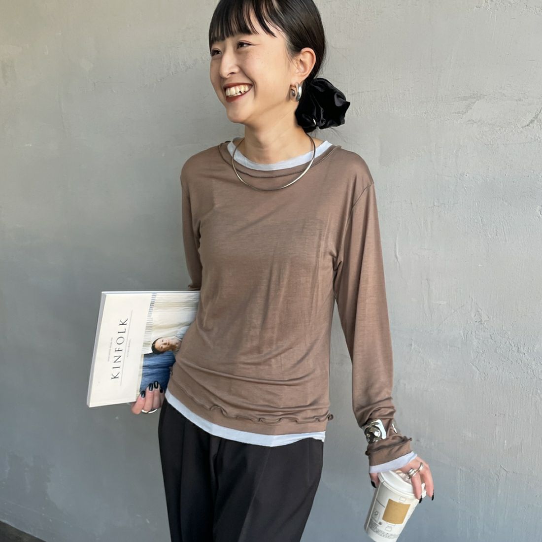 28 BRN/SAX&&モデル身長：150cm 着用サイズ：F&&