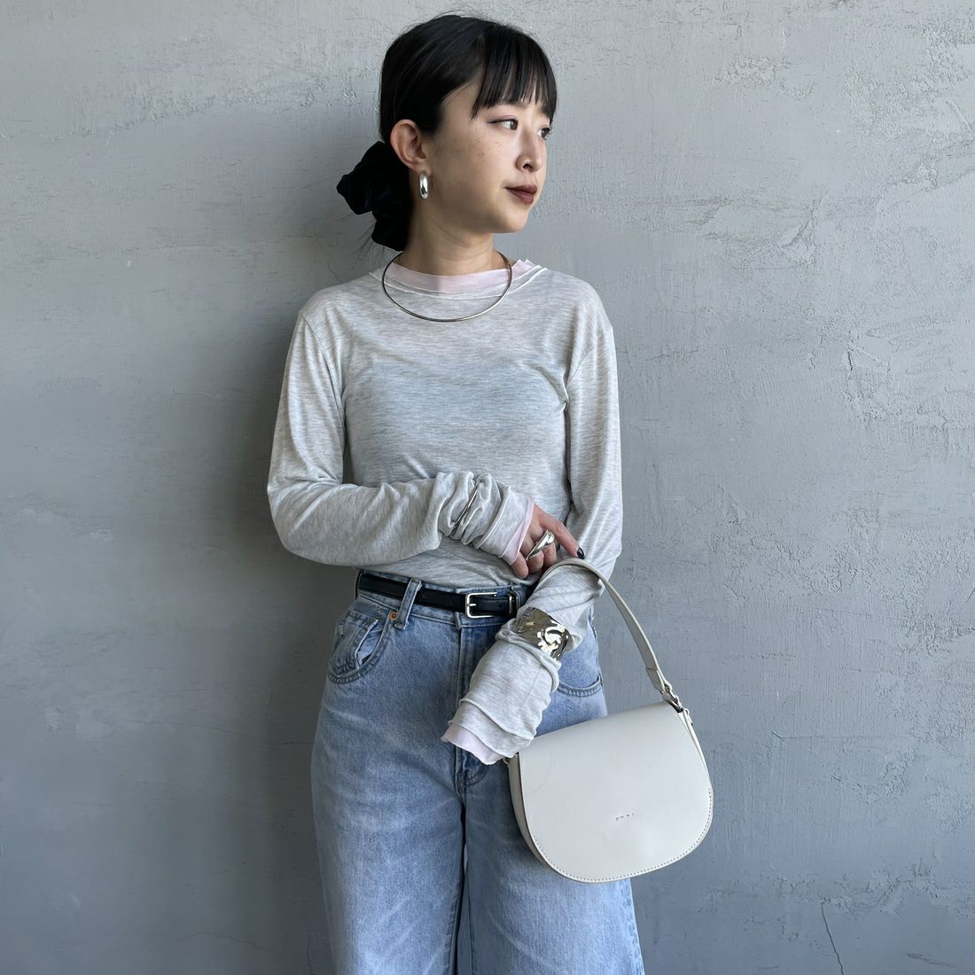 nenom [ネノム] シアーレイヤードロンT [NE26312002] 20 OAT/PNK &&モデル身長：150cm 着用サイズ：F&&