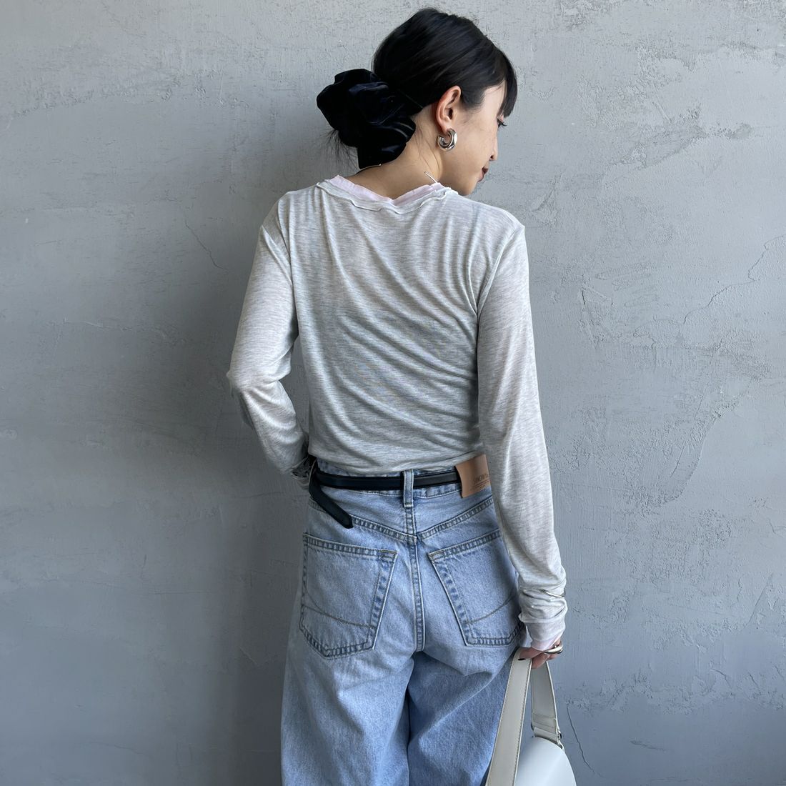 nenom [ネノム] シアーレイヤードロンT [NE26312002] 20 OAT/PNK &&モデル身長：150cm 着用サイズ：F&&