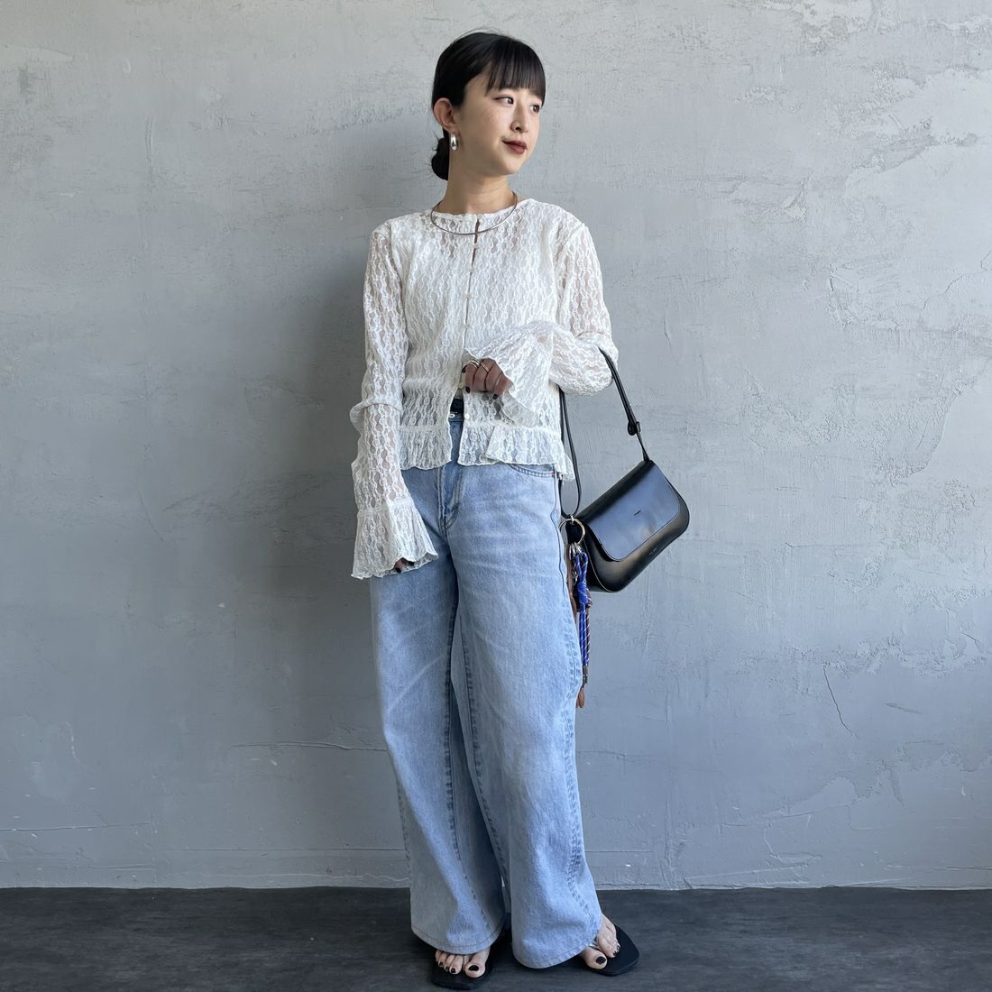 nenom [ネノム] マルチWAY レースペプラムカーディガン [NE26312001] 02 OFF &&モデル身長：150cm 着用サイズ：F&&