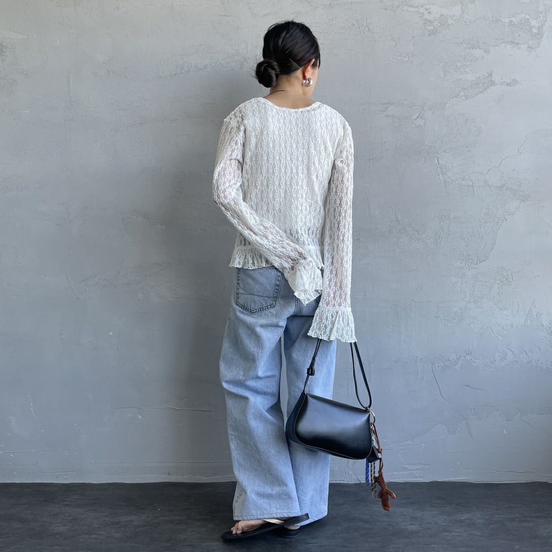 nenom [ネノム] マルチWAY レースペプラムカーディガン [NE26312001] 02 OFF &&モデル身長：150cm 着用サイズ：F&&