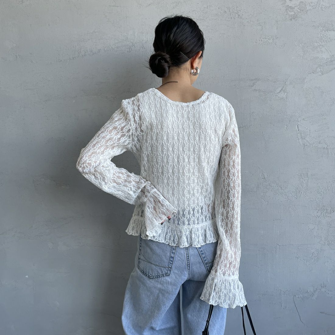 nenom [ネノム] マルチWAY レースペプラムカーディガン [NE26312001] 02 OFF &&モデル身長：150cm 着用サイズ：F&&