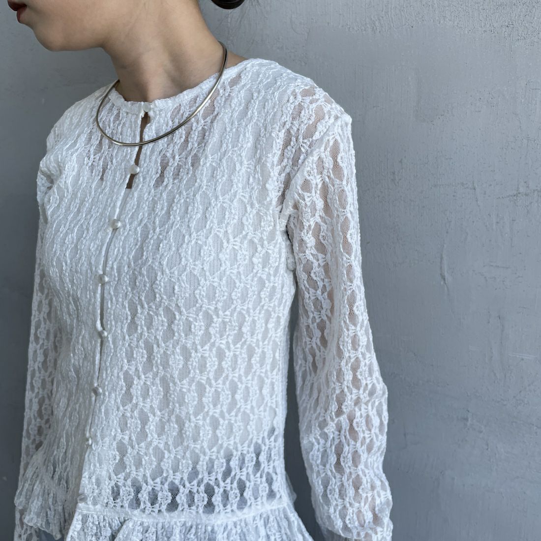 nenom [ネノム] マルチWAY レースペプラムカーディガン [NE26312001] 02 OFF &&モデル身長：150cm 着用サイズ：F&&