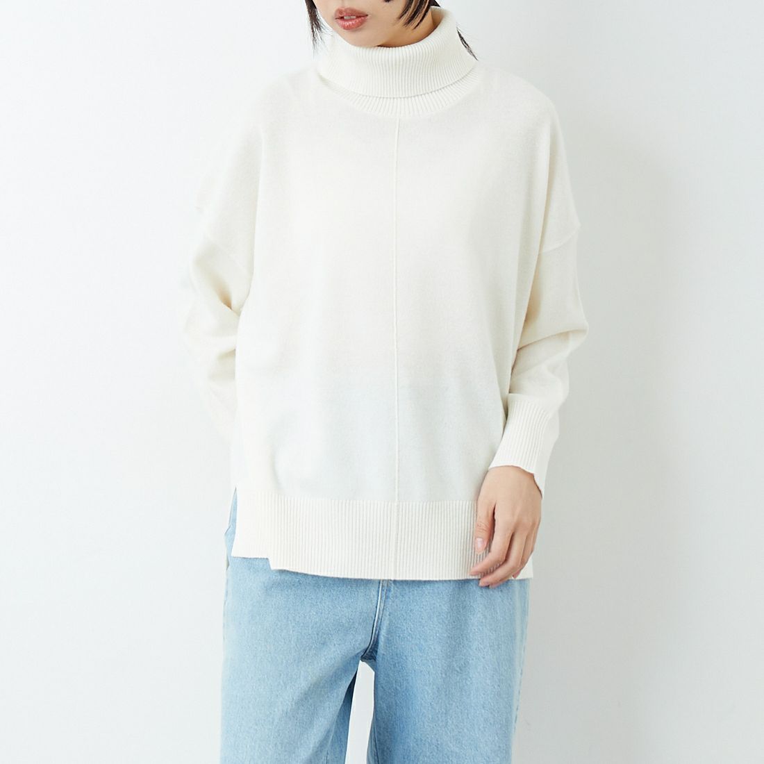 Jeans Factory Clothes [ジーンズファクトリークローズ] 12G メリノウールオフタートルネックニット [11256554] 031 ｵﾌ &&モデル身長：162cm 着用サイズ：F&&