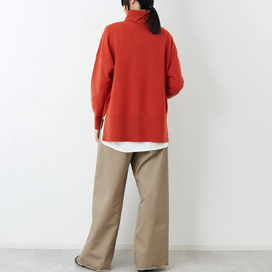 Jeans Factory Clothes [ジーンズファクトリークローズ] 12G メリノウールオフタートルネックニット [11256554] 010 ﾚｯﾄﾞ &&モデル身長：162cm 着用サイズ：F&&