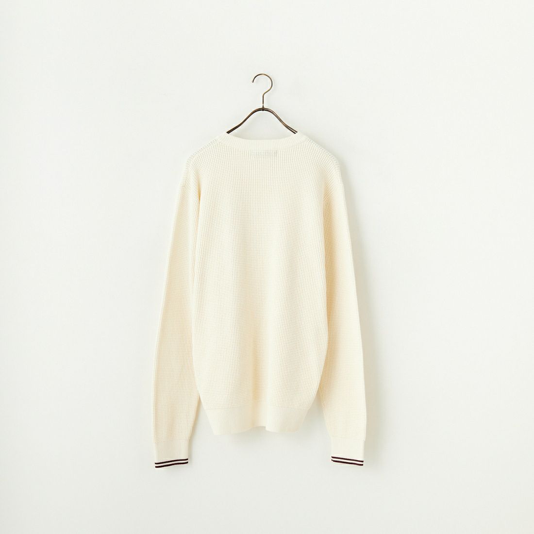 FRED PERRY [フレッドペリー] ワンポイントロゴ刺繍 ワッフルクルーネック コットンニット [K6507] 560 ECRU