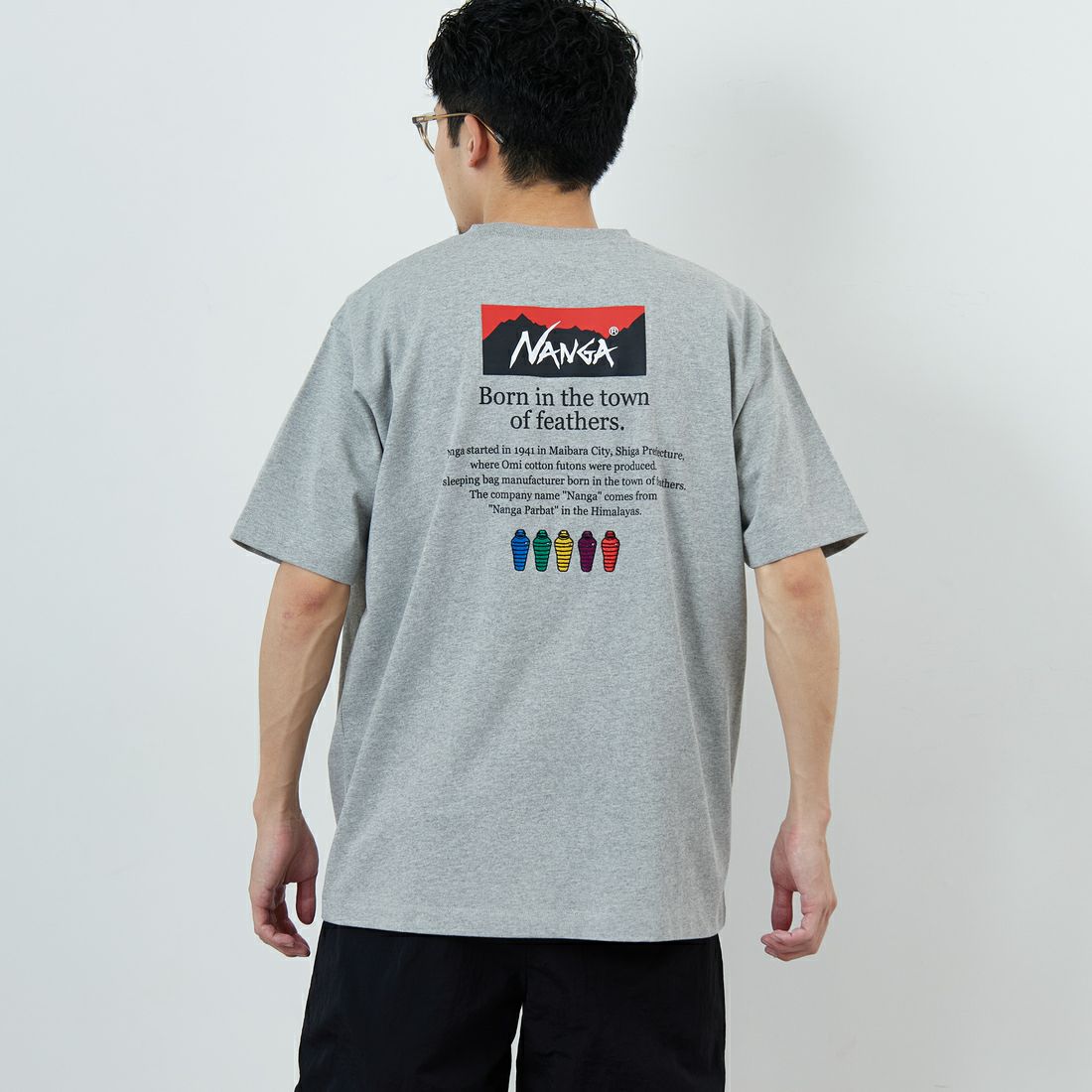JEANSFACTORY × NANGA [ジーンズファクトリー × ナンガ] 別注 ヒストリーロゴ バックプリントTシャツ [NW26SS-JF2] GRAY