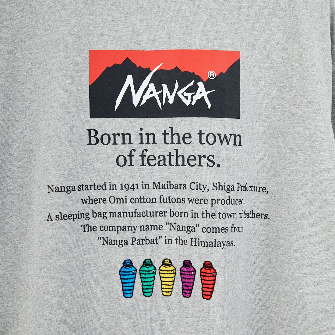 JEANSFACTORY × NANGA [ジーンズファクトリー × ナンガ] 別注 ヒストリーロゴ バックプリントTシャツ [NW26SS-JF2] GRAY