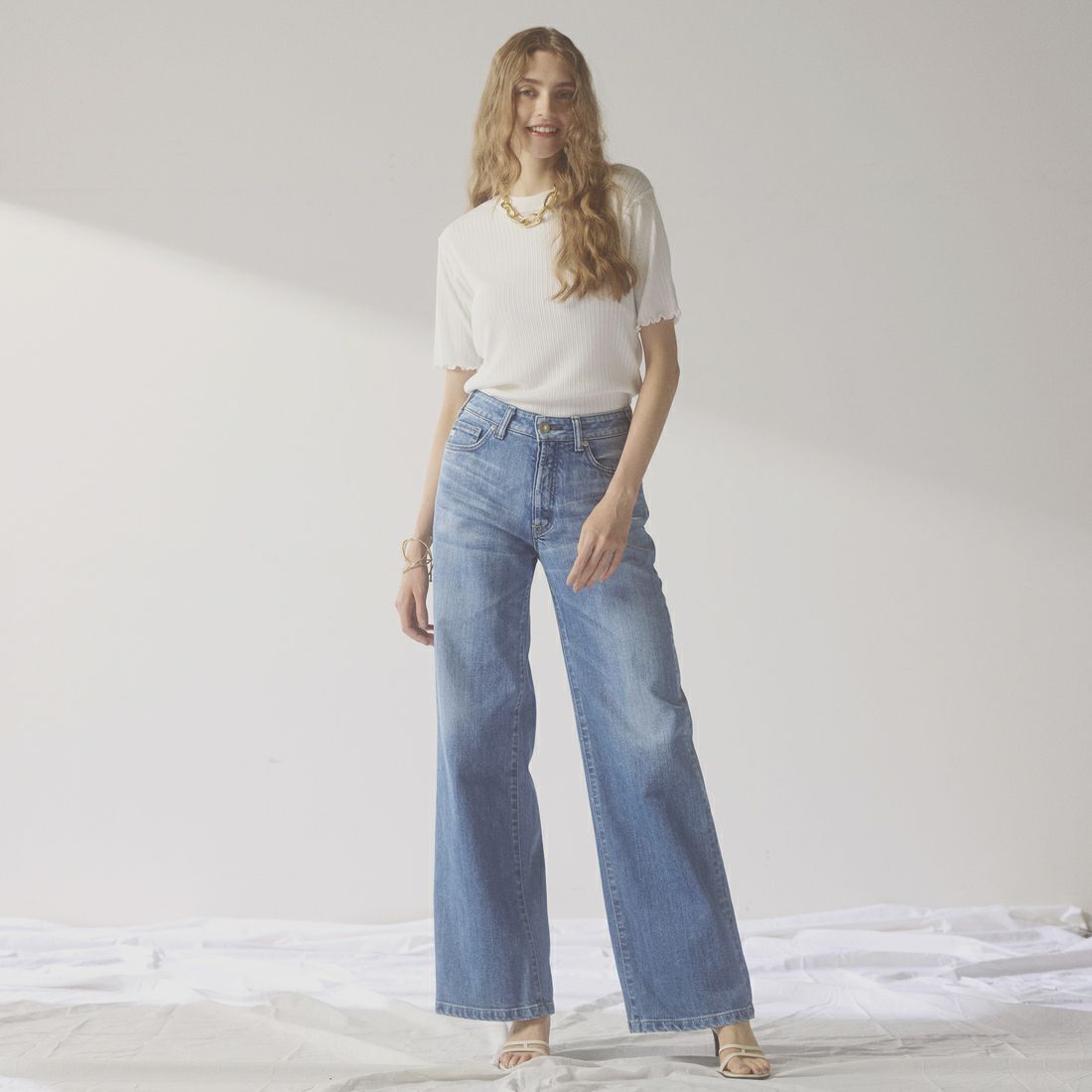 SOMETHING [サムシング] LISA NOUVEAU WIDE/ワイドデニムパンツ [STG10] 56 L.BLUE