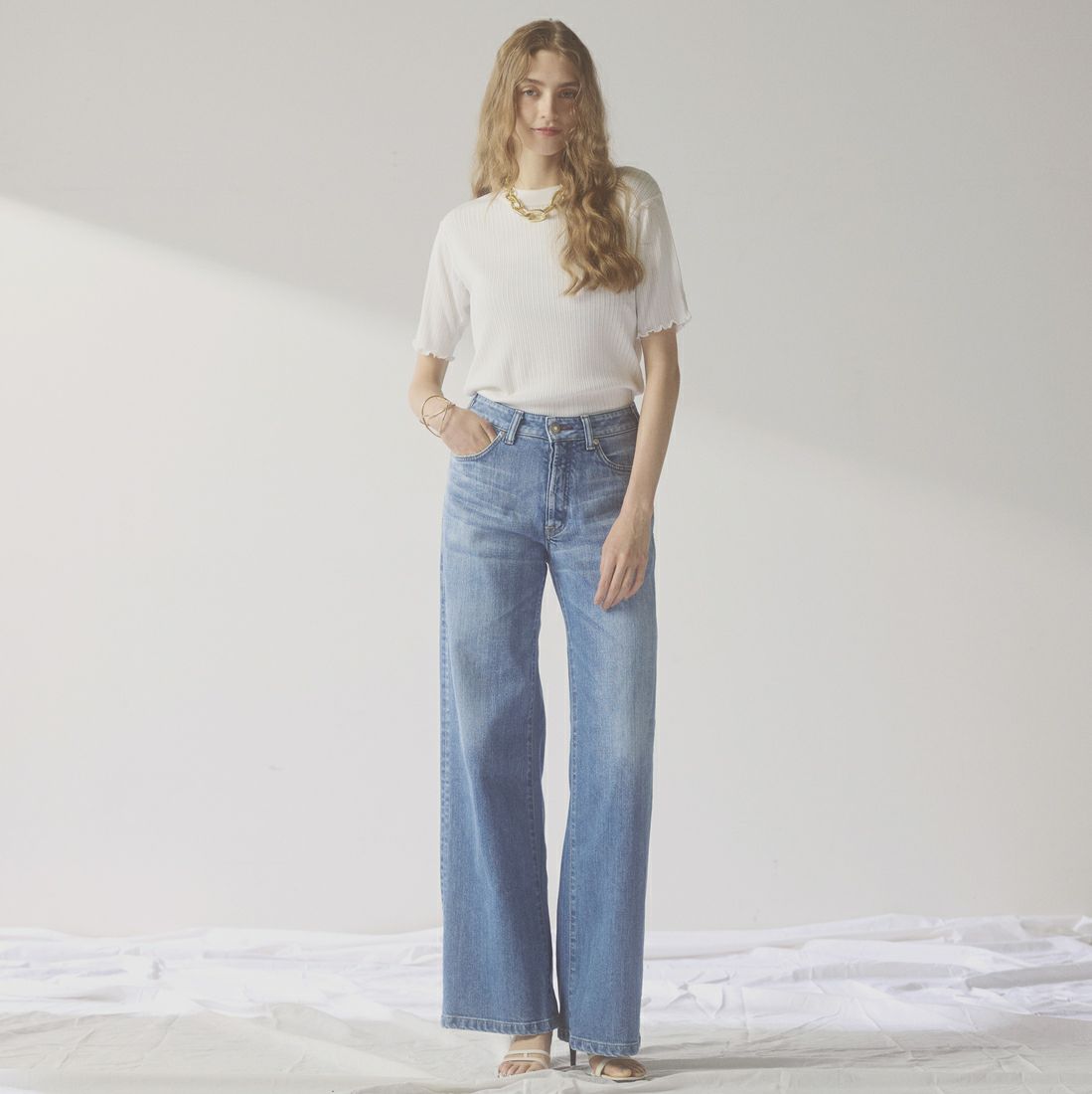 SOMETHING [サムシング] LISA NOUVEAU WIDE/ワイドデニムパンツ [STG10] 56 L.BLUE