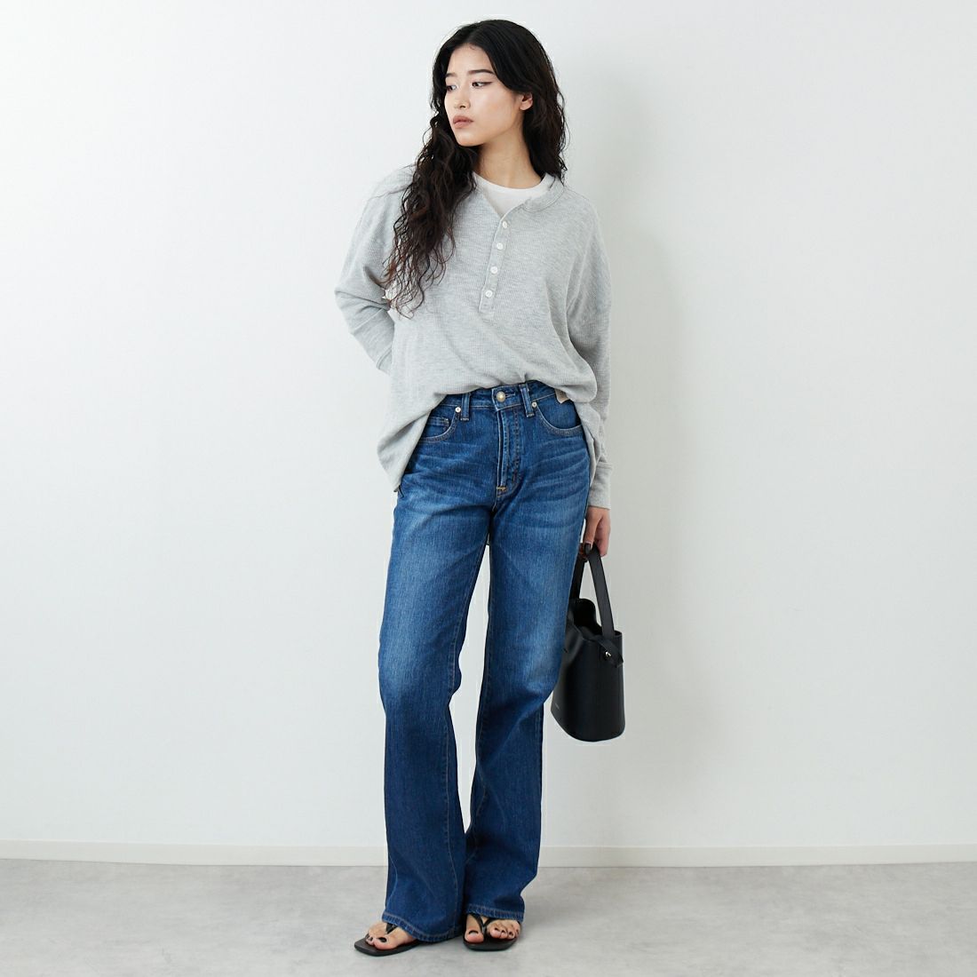 SOMETHING [サムシング] LISA NOUVEAU FLARE/フレアデニムパンツ [STG11] 36 M.DARK &&モデル身長：162cm 着用サイズ：28&&