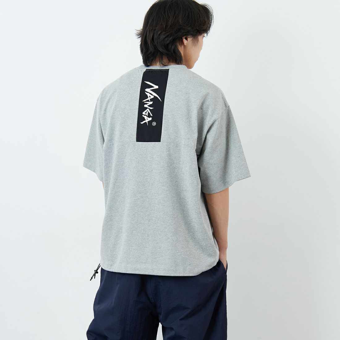 JEANSFACTORY × NANGA [ジーンズファクトリー × ナンガ] 別注 ルーズフィット メッシュ切替え ドローコードTシャツ [NW26SS-JF7] GRAY