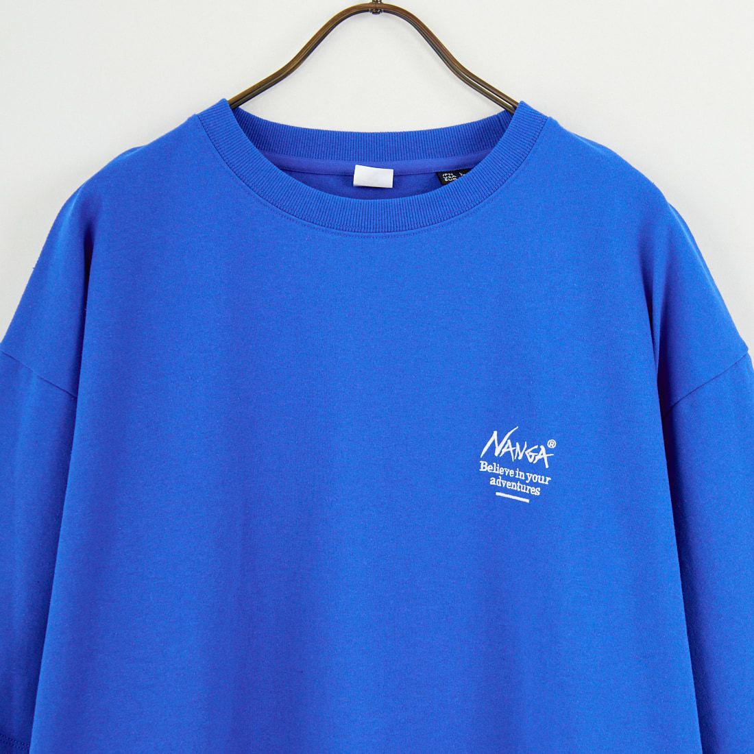 JEANSFACTORY × NANGA [ジーンズファクトリー × ナンガ] 別注 ルーズフィット スクエアロゴバックプリント ドローコードTシャツ [NW26SS-JF6] BLUE