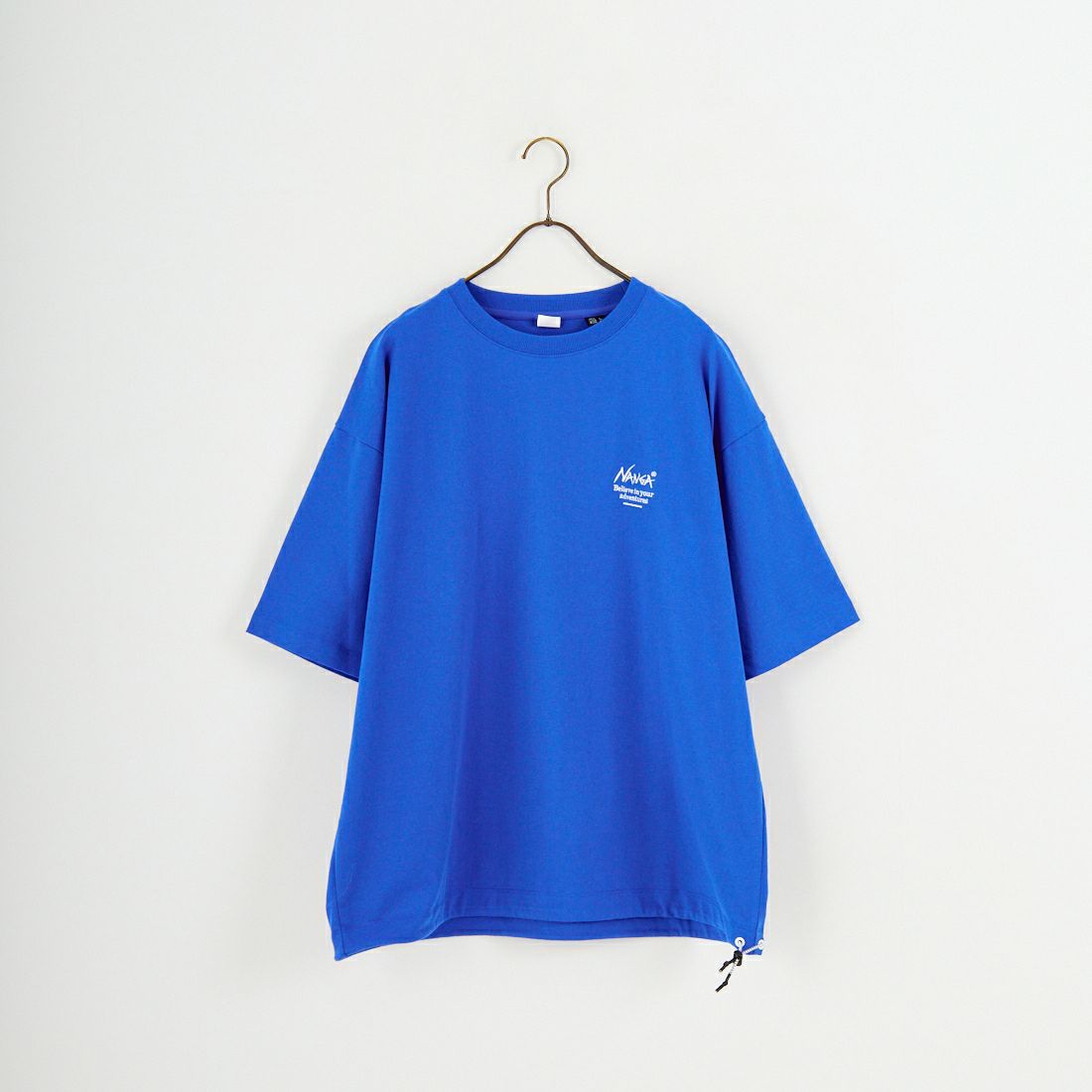 JEANSFACTORY × NANGA [ジーンズファクトリー × ナンガ] 別注 ルーズフィット スクエアロゴバックプリント ドローコードTシャツ [NW26SS-JF6] BLUE