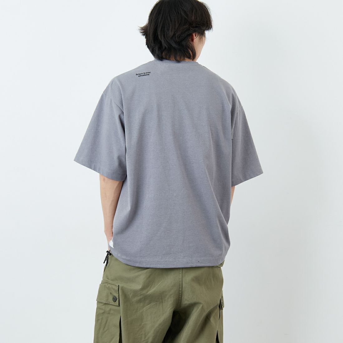 JEANSFACTORY × NANGA [ジーンズファクトリー × ナンガ] 別注 ルーズフィット ドローコードポケットTシャツ [NW26SS-JF5] CHARCOAL