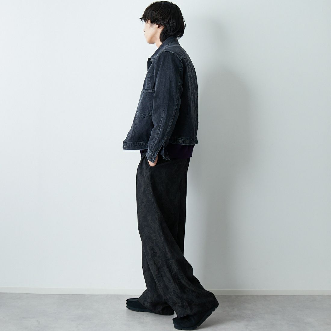 Needles [ニードルズ] 12ozデニム ダーツジーンジャケット [SX199] B BLACK &&モデル身長：179cm 着用サイズ：M&&