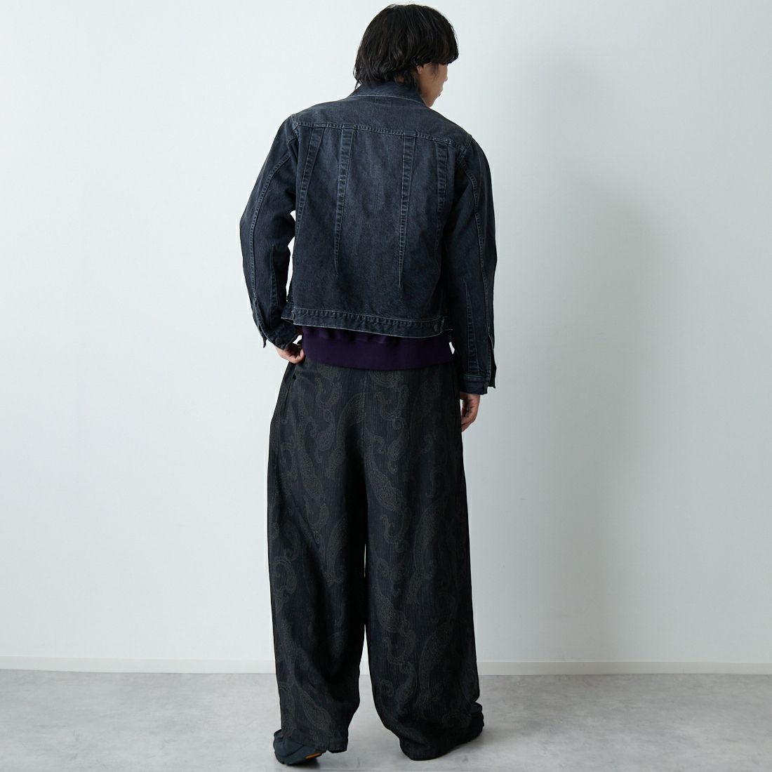 Needles [ニードルズ] レーヨンペイズリージャガード ヒザデルパンツ [SX262] B BLACK &&モデル身長：179cm 着用サイズ：XS&&