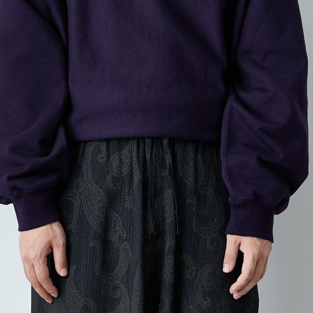 Needles [ニードルズ] レーヨンペイズリージャガード ヒザデルパンツ [SX262] B BLACK &&モデル身長：179cm 着用サイズ：XS&&