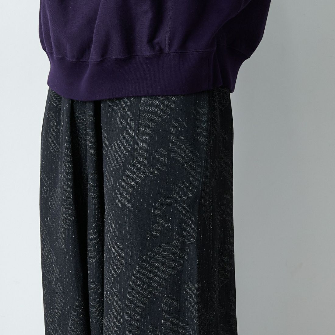 Needles [ニードルズ] レーヨンペイズリージャガード ヒザデルパンツ [SX262] B BLACK &&モデル身長：179cm 着用サイズ：XS&&