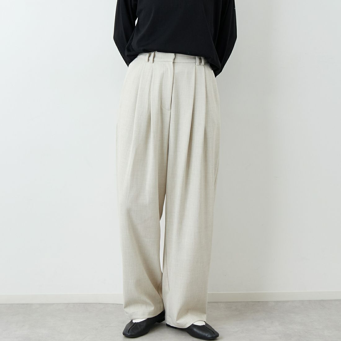 RIM.ARK [リムアーク] ドビーストライプ ダブルタックパンツ [460JSL31-0171] L/BEG