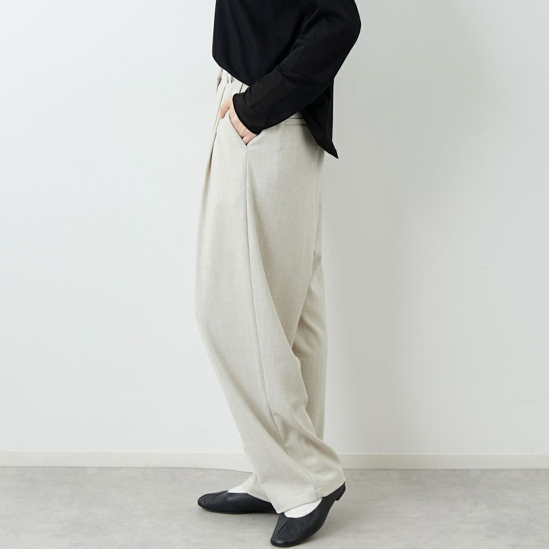 RIM.ARK [リムアーク] ドビーストライプ ダブルタックパンツ [460JSL31-0171] L/BEG
