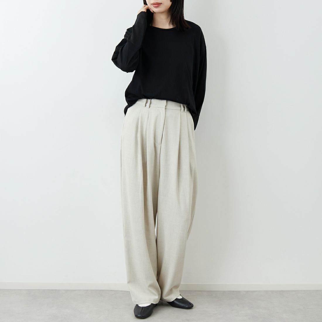 RIM.ARK [リムアーク] ドビーストライプ ダブルタックパンツ [460JSL31-0171] L/BEG