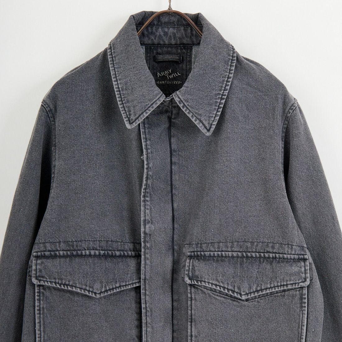 ARMY TWILL SANFORIZED [アーミーツイル サンフォライズド] 別注 ショート丈 デニムブルゾン [AM-2614502-INT-JF] BLACK