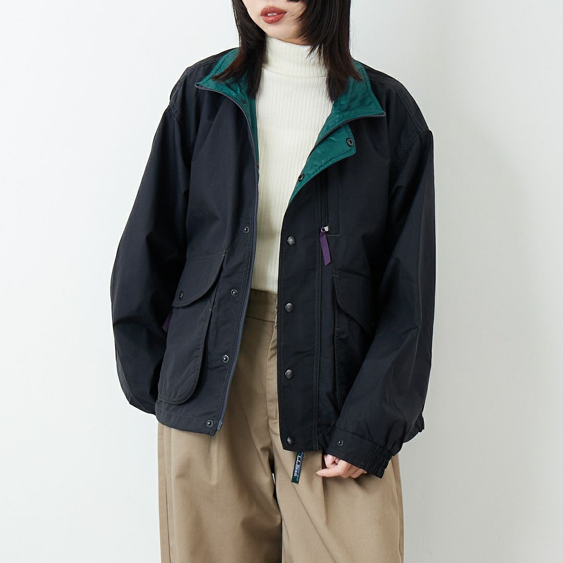 L.L.BEAN [エルエルビーン] Beans ウィンディリッジジャケット [6175-3030] 48 DK.CHAR &&モデル身長：162cm 着用サイズ：S&&