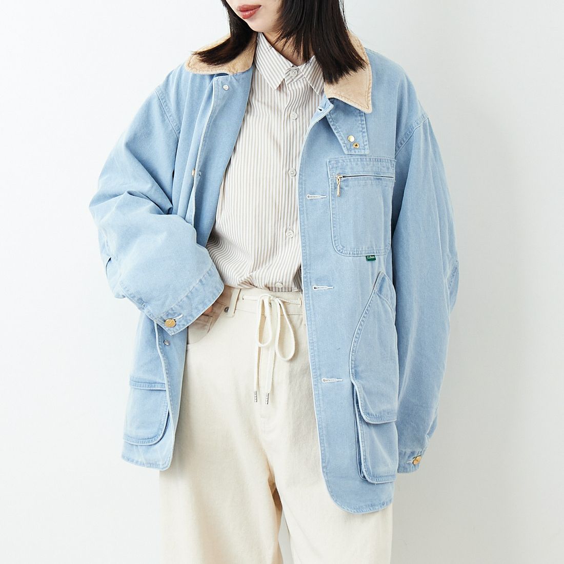 L.L.BEAN [エルエルビーン] Beans デニムフィールドコート [6175-3035] 61 FADE BL &&モデル身長：162cm 着用サイズ：S&&